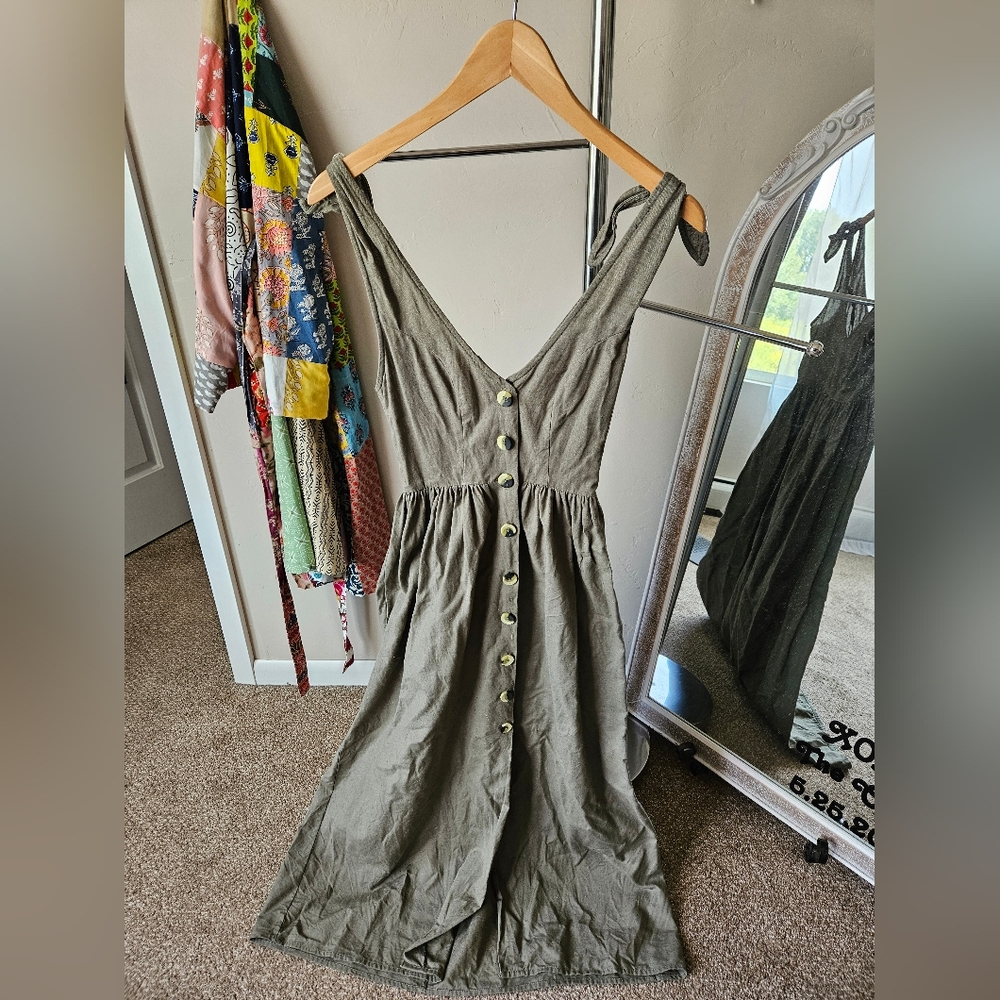 Size 0 asos green cotten linen dress